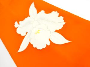 リサイクル　塩瀬金彩蘭模様刺繍名古屋帯